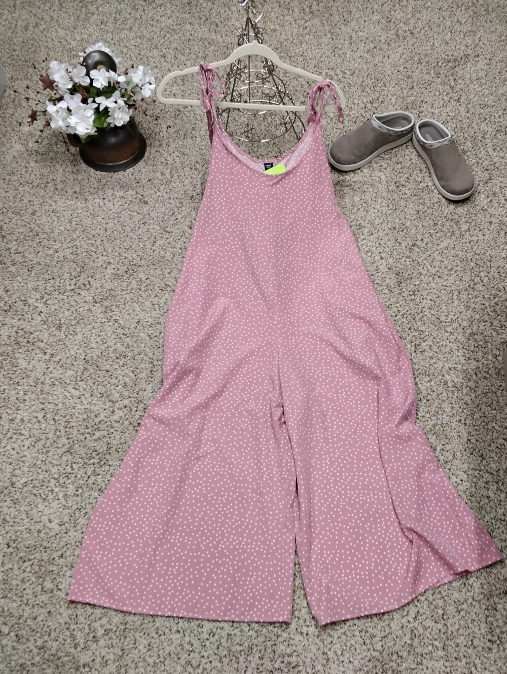 4060 Size 1XL Shein Brand Women’s Pink Polka Dot Wide-Leg Jumpsuit
